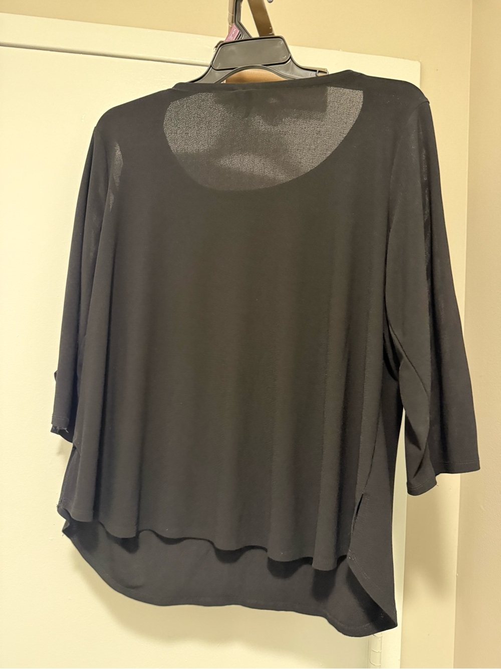 Scarlett Black Scoop-Neck Long Sleeve Top with Button Ladder Sleeves - Picture 5 of 5